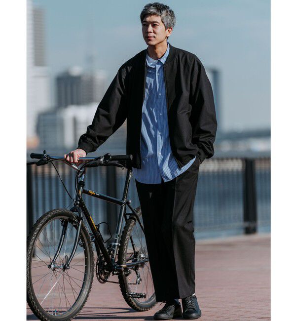 UNITED ARROWS green label relaxing「FREELITCH リブ ブルゾン -2WAYストレッチ・吸水速乾-」|ブルゾン・スタジャン|BLACK