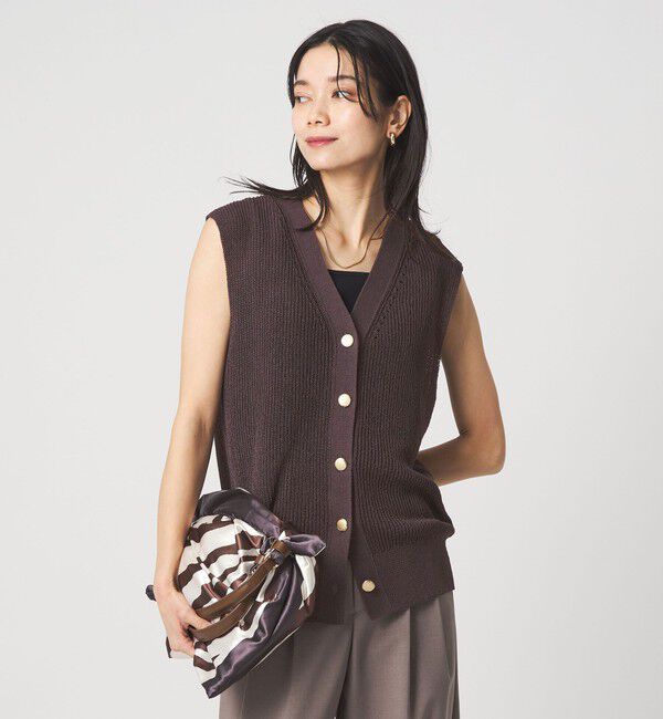 UNITED ARROWS green label relaxing「ペーパー ニット ジレ ウォッシャブル」|ベスト・ジレ|DK.BROWN