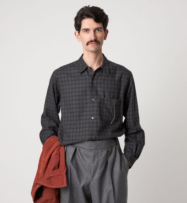 STEVEN ALAN「＜Steven Alan＞ ネル  オンブレー チェック レギュラーカラー シャツ NARROW」|シャツ・ブラウス|BLACK