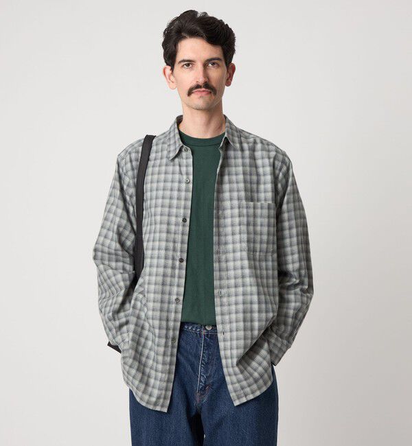 STEVEN ALAN「＜Steven Alan＞ ネル  オンブレー チェック レギュラーカラー シャツ NARROW」|シャツ・ブラウス|MD.GRAY