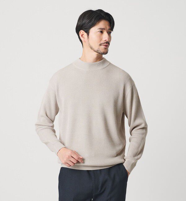 BEAUTY&YOUTH UNITED ARROWS「【WEB限定 WARDROBE SMART】マシーンウォッシャブル ウールミックス アゼ モックネック」|ニット・セーター|NATURAL