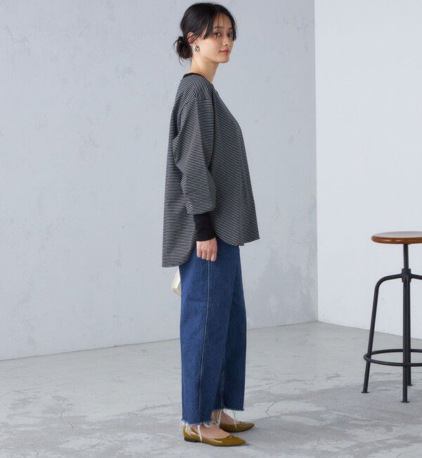 SHIPS for women「ロング リブ スリーブ カットソー  ボーダー / ソリッド」|Tシャツ・カットソー|