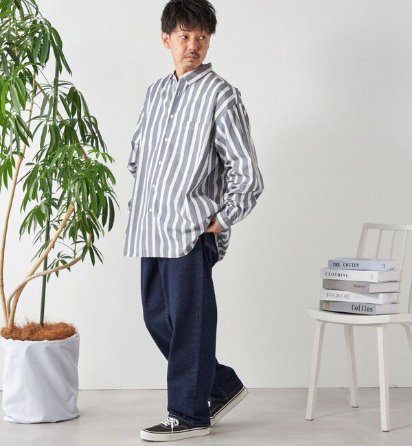 SHIPS any「SHIPS any: オーバーサイズ レギュラーカラー チェック／ストライプ 長袖 シャツ◇」|シャツ・ブラウス|