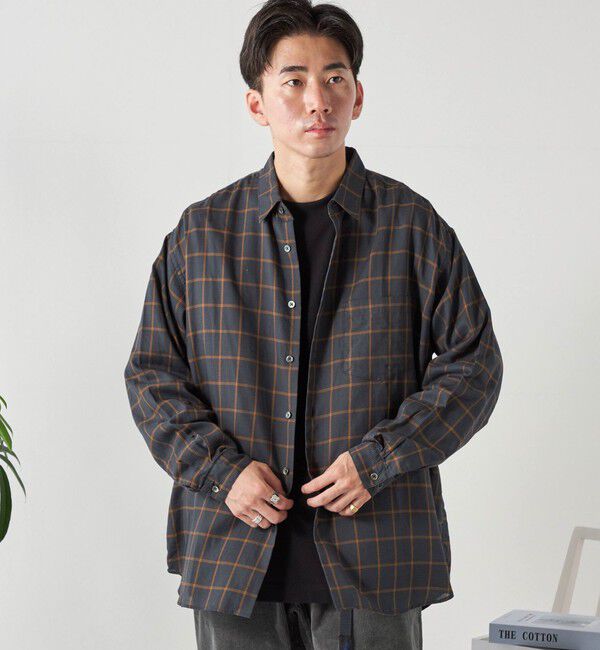 SHIPS any「SHIPS any: オーバーサイズ レギュラーカラー チェック／ストライプ 長袖 シャツ◇」|シャツ・ブラウス|