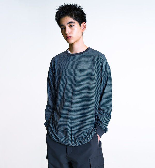 SHIPS「City Ambient Products: SHELTECH(R) マイクロボーダー 長袖Tシャツ」|Tシャツ・カットソー|