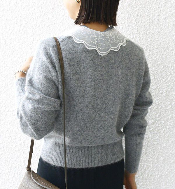 SHIPS for women「【WEB限定】〈手洗い可能〉布帛 襟付き ニット プルオーバー」|ニット・セーター|