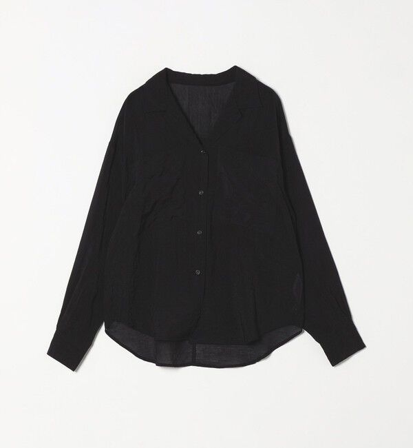quaranciel「quaranciel:〈洗濯機可能〉シアー ポケット オープンカラー オーバー シャツ」|シャツ・ブラウス|