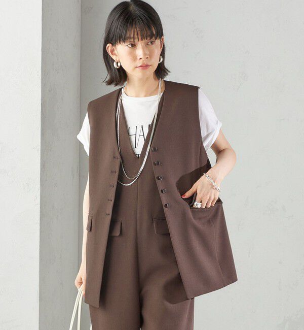 SHIPS for women「〈手洗い可能〉ハイカウント ダブルクロス ジレ」|ベスト・ジレ|