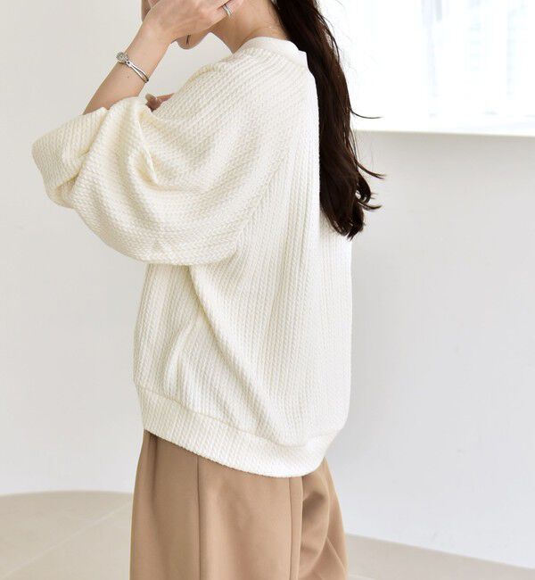 quaranciel「quaranciel:〈手洗い可能〉ケーブル ジャージー Vネック プルオーバー」|Tシャツ・カットソー|