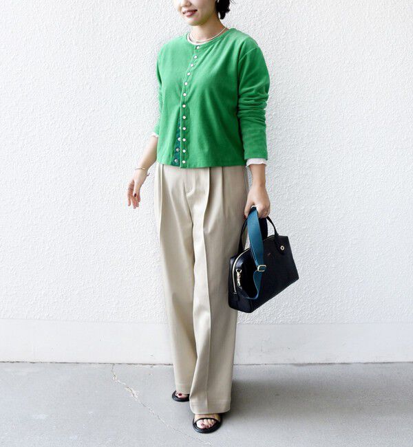 SHIPS for women「〈手洗い可能〉コットン ベロア パール モチーフ ボタン カーディガン」|カーディガン|