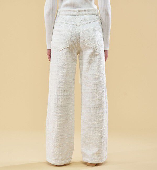 DES PRES「ウィンドウペンストレッチデニム ベルテッドパンツ」|デニム|