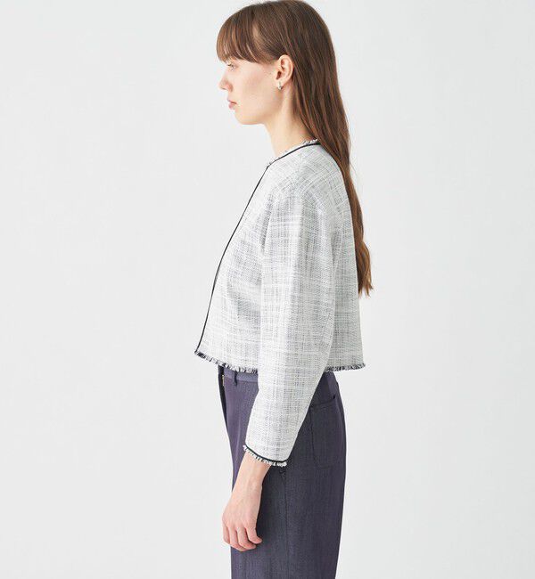 Ballsey「ロングスラブツイード クルーネックジャケット」|ノーカラージャケット|