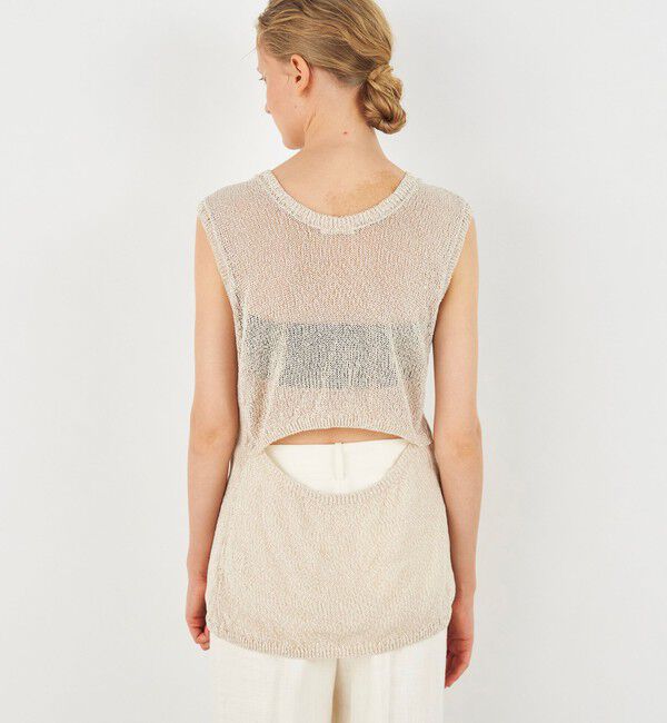 DES PRES「バイカラーコードヤーン バックスリットノースリーブプルオーバー」|ニット・セーター|