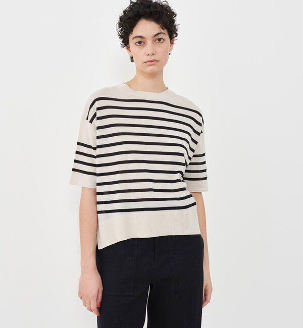 GALERIE VIE「クレープコットン ハーフスリーブプルオーバー」|ニット・セーター|