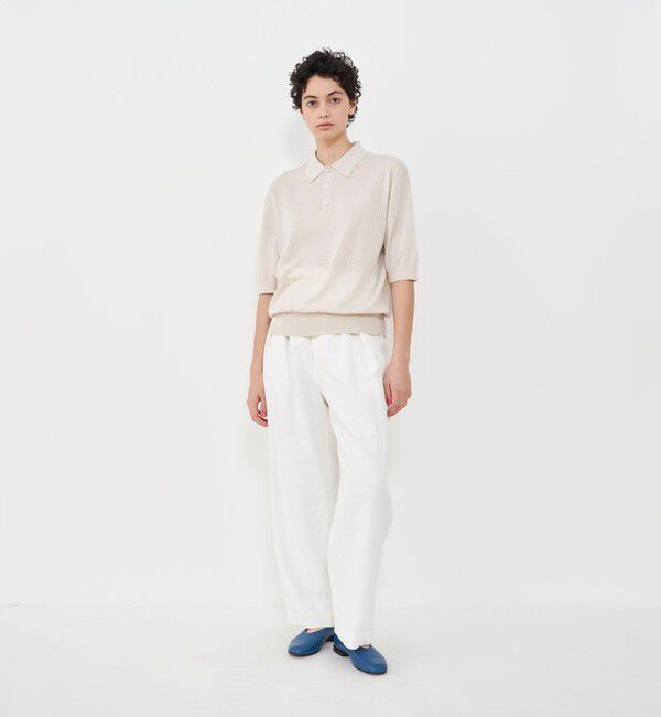 GALERIE VIE「クレープコットン ポロプルオーバー」|ニット・セーター|