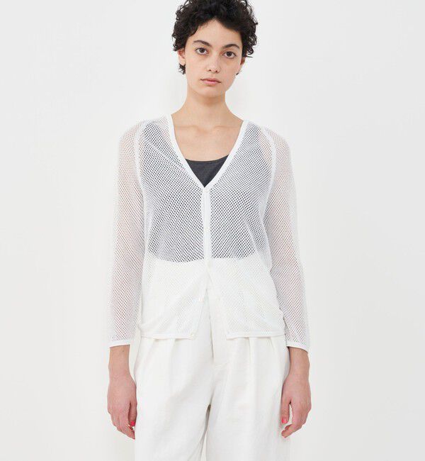 GALERIE VIE「クレープコットンメッシュ Vネックカーディガン」|カーディガン|