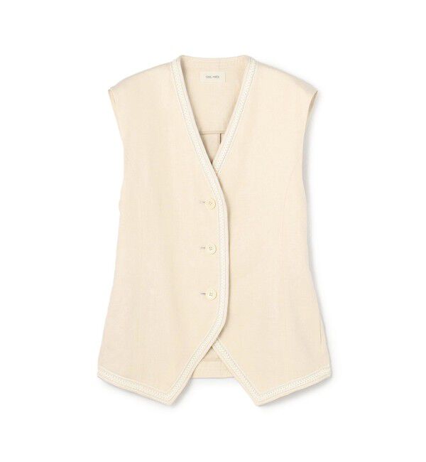 DES PRES「ヘンプツイル ジレ」|ベスト・ジレ|41 ライトベージュ
