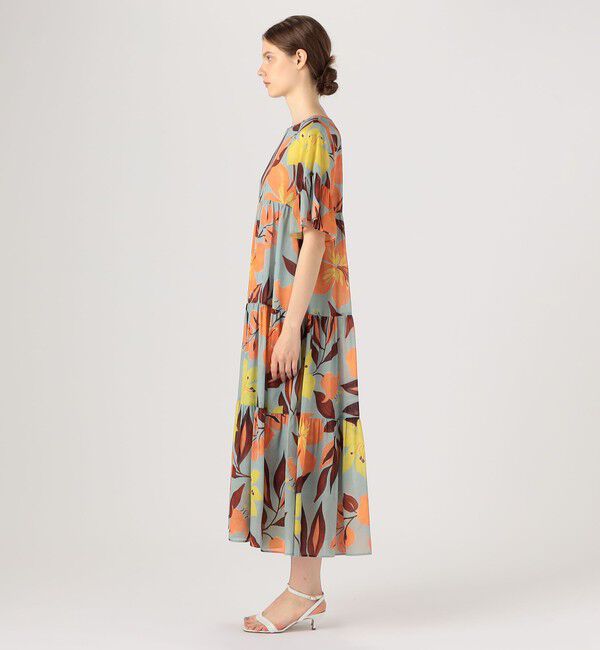 Ballsey「ベルフラワープリント ティアードワンピース」|ワンピース|