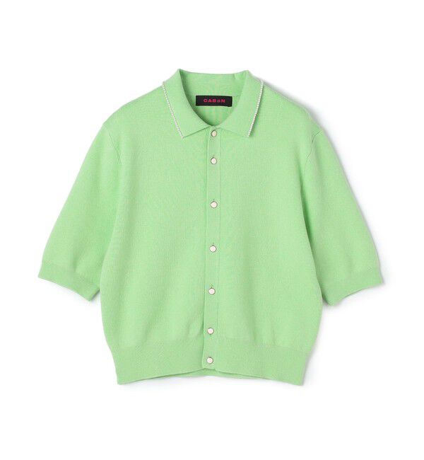 CABaN「コットンカシミヤ パールポロカーディガン」|カーディガン|53 グリーン