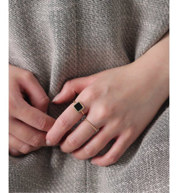 Lilas by Spick&Span「《WEB限定》スライスオニキススクエアリング K10」|リング|ゴールド