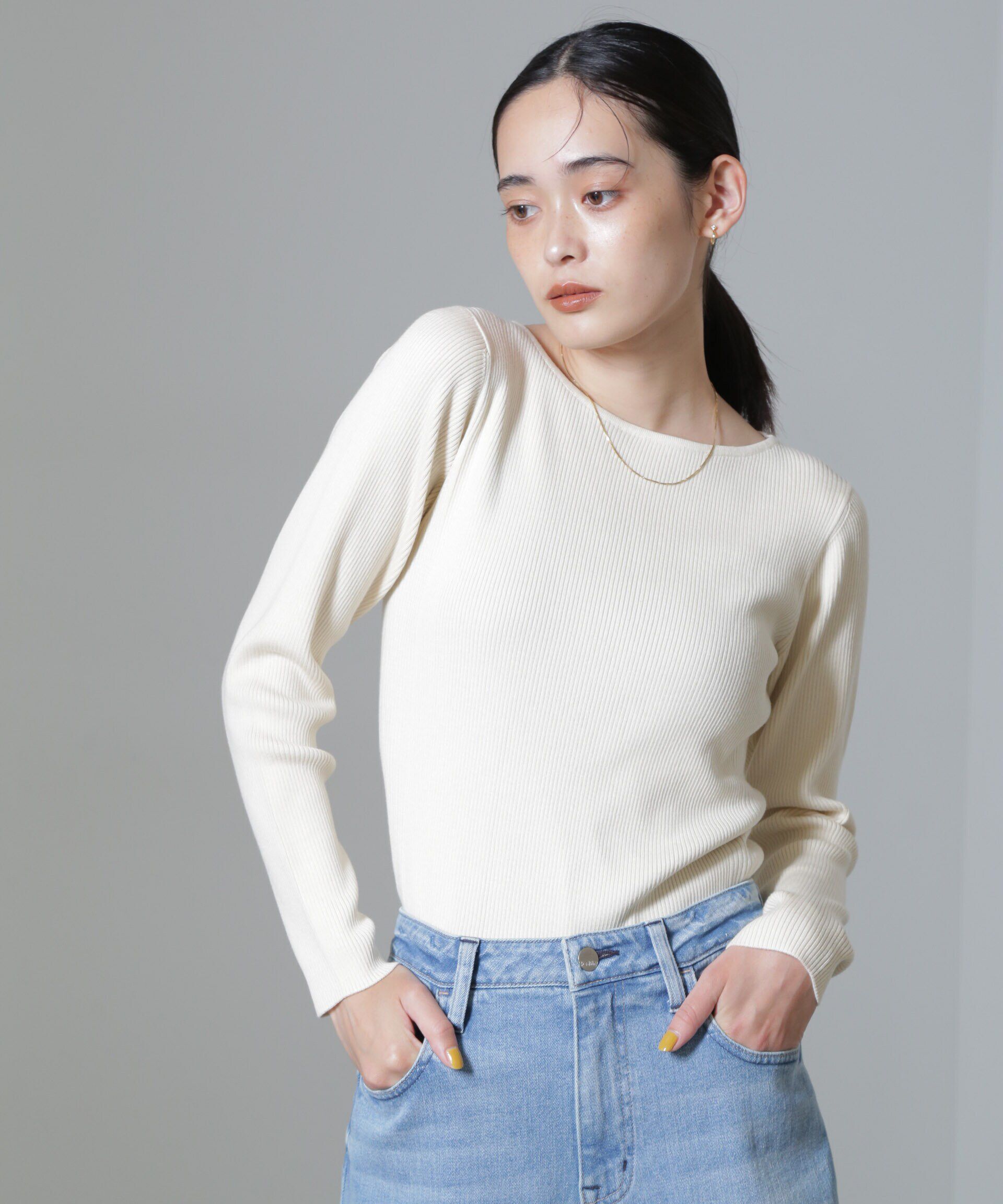 nano･universe「CICA＆UVカット加工リブニット」|ニット・セーター|