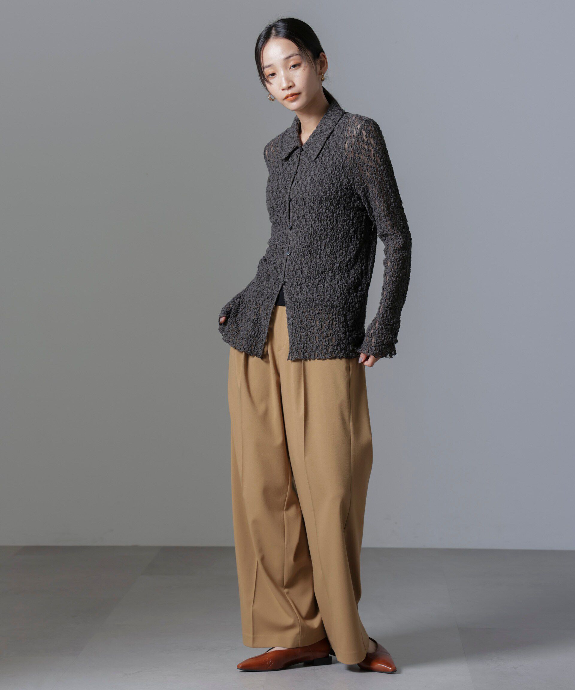 nano･universe「シュリンクレースシャツ」|シャツ・ブラウス|