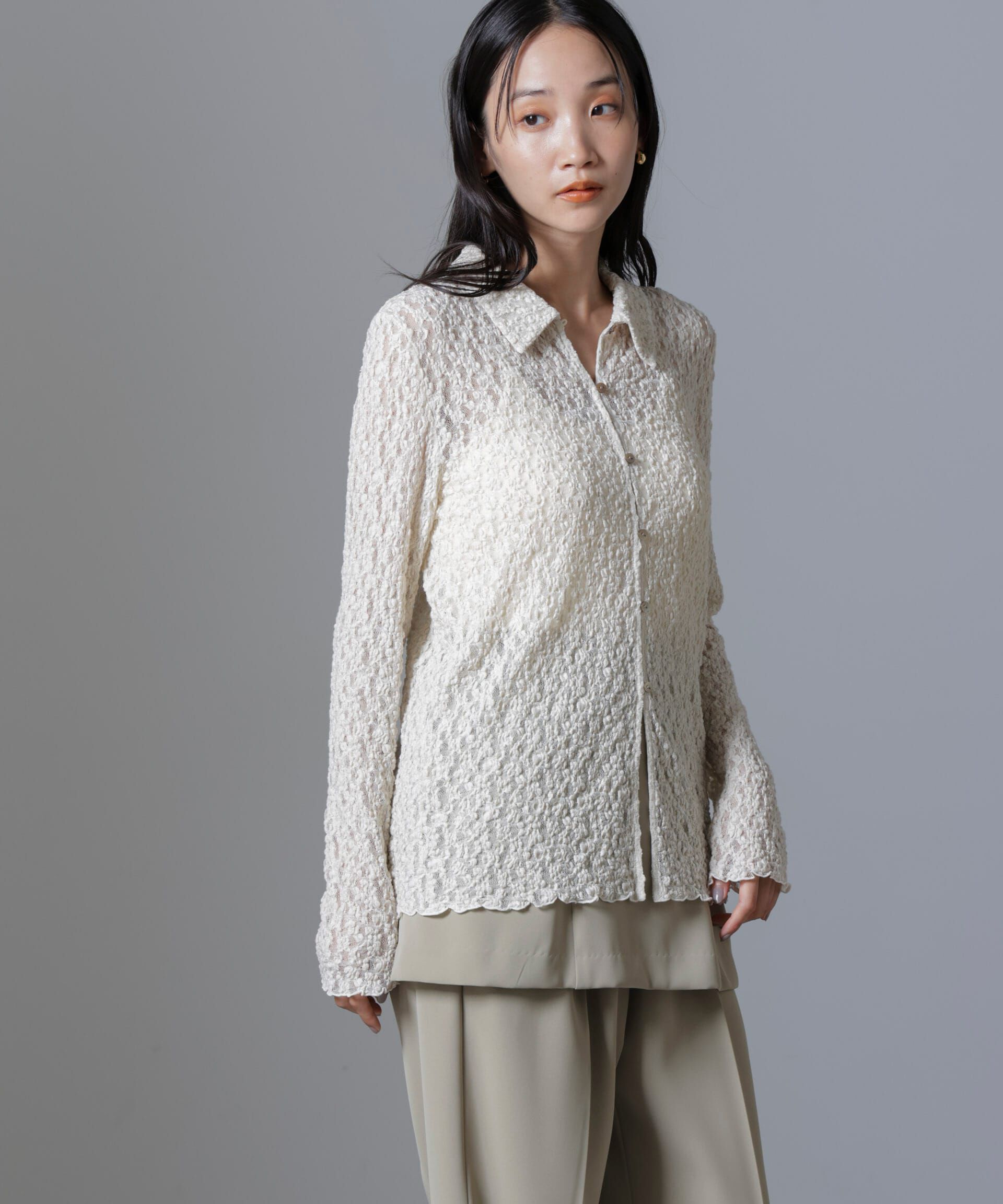 nano･universe「シュリンクレースシャツ」|シャツ・ブラウス|