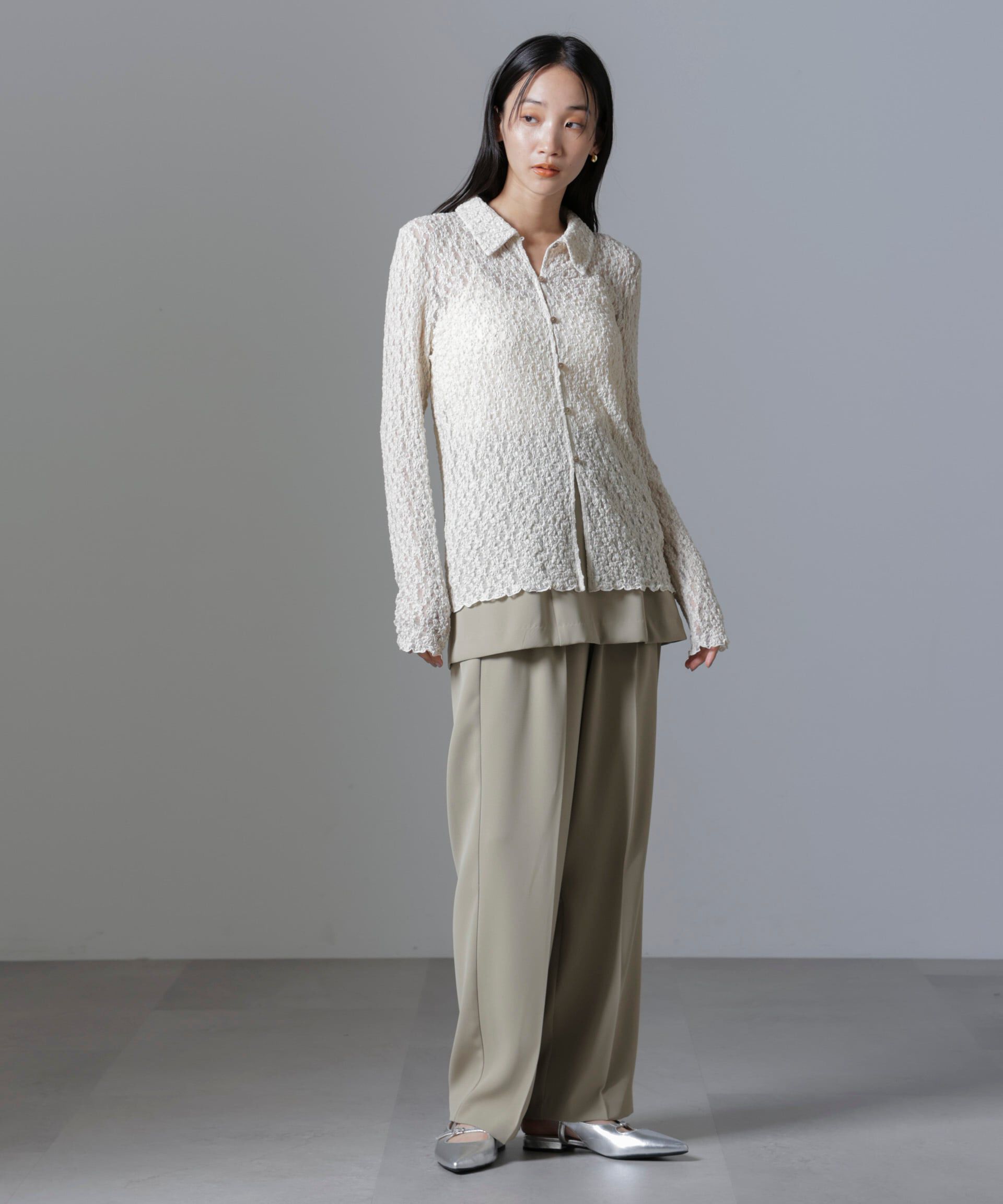 nano･universe「シュリンクレースシャツ」|シャツ・ブラウス|