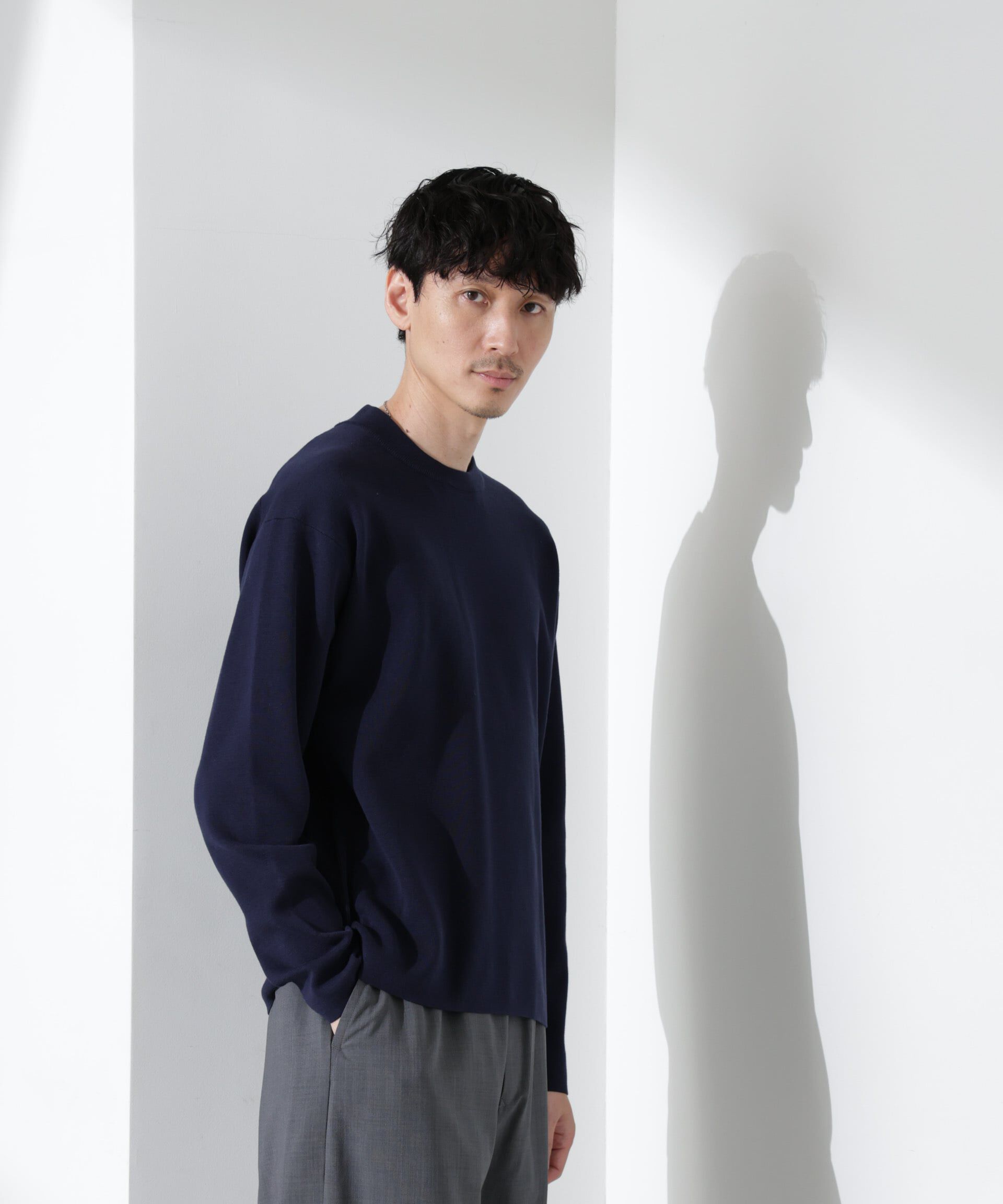 nano･universe「14ゲージミラノリブ ジャケTEE 長袖 （手洗い可能）」|ニット・セーター|