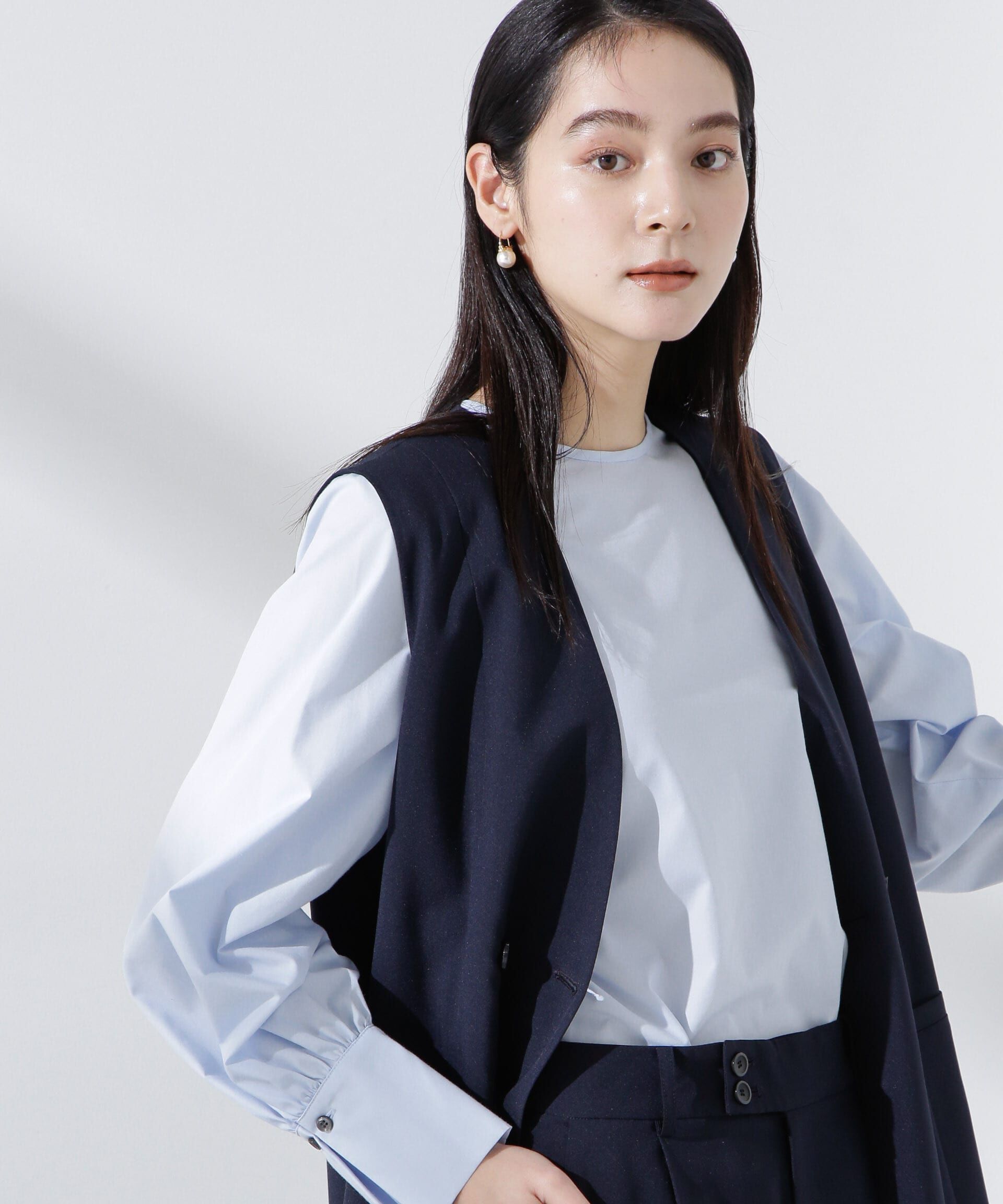 nano･universe「タイプライターボリュームスリーブブラウス」|シャツ・ブラウス|L.ブルー1