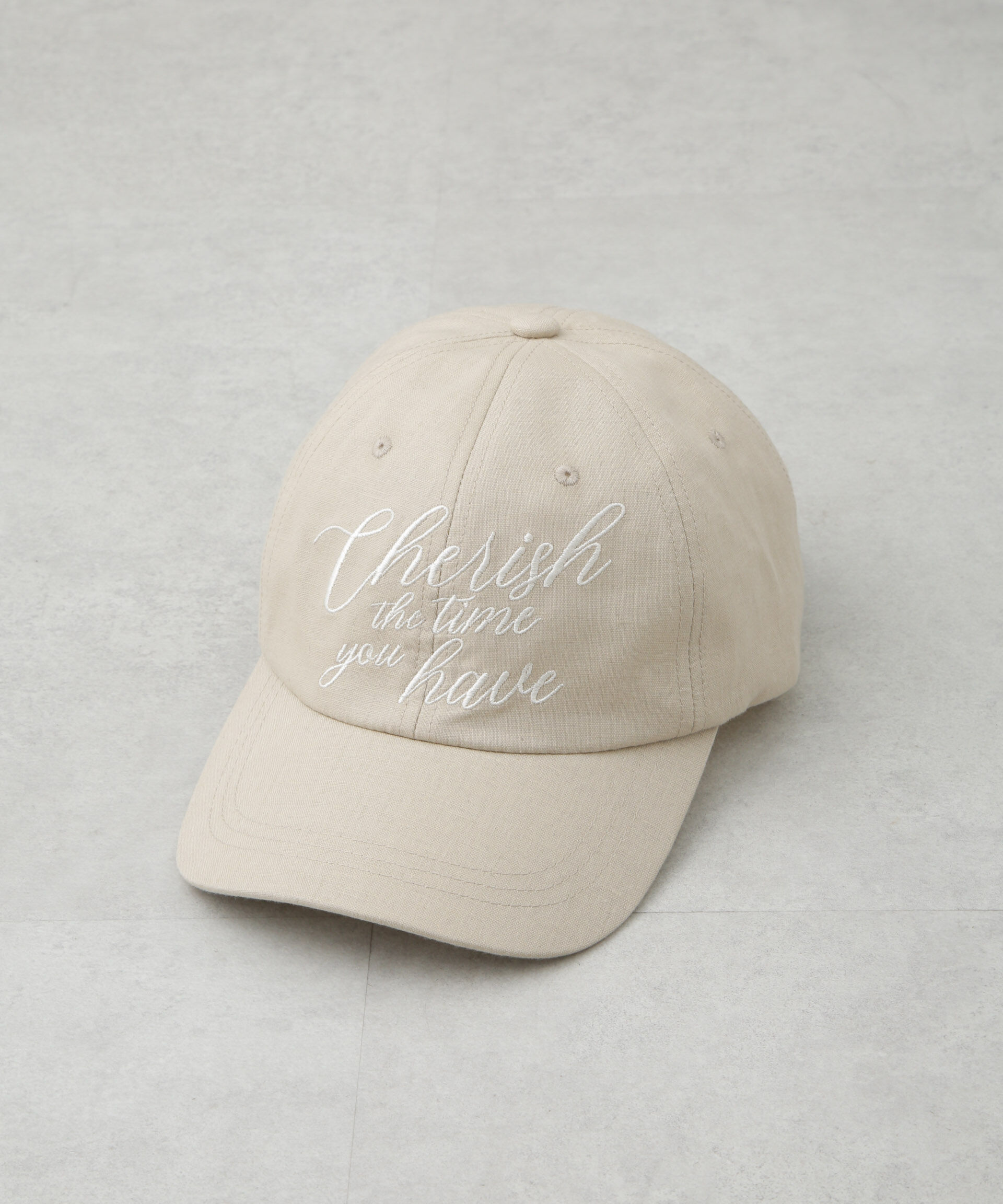 nano･universe「刺繍リネン混キャップ」|キャップ・キャスケット|