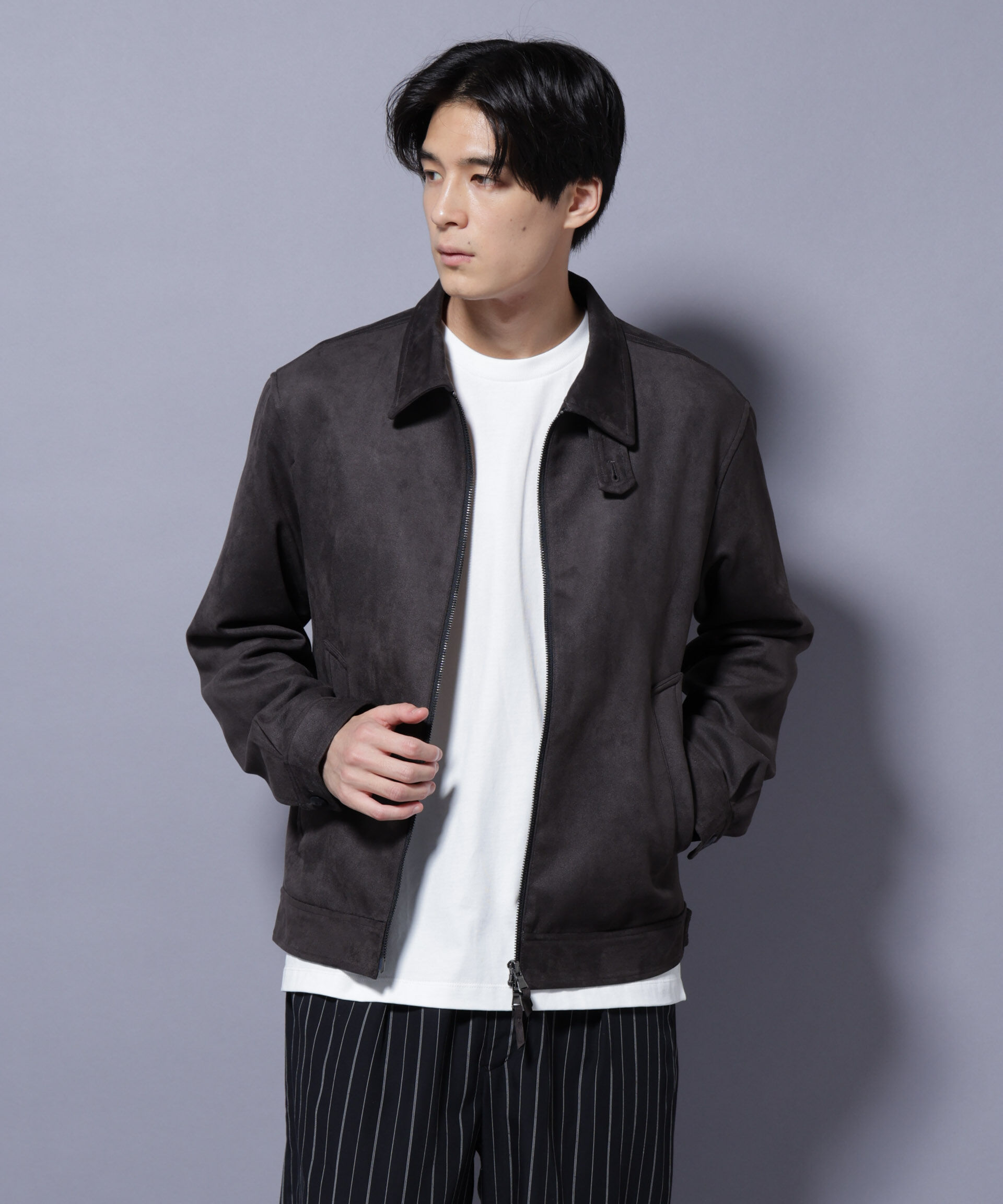 nano･universe「フェイクスエードブルゾン」|ブルゾン・スタジャン|