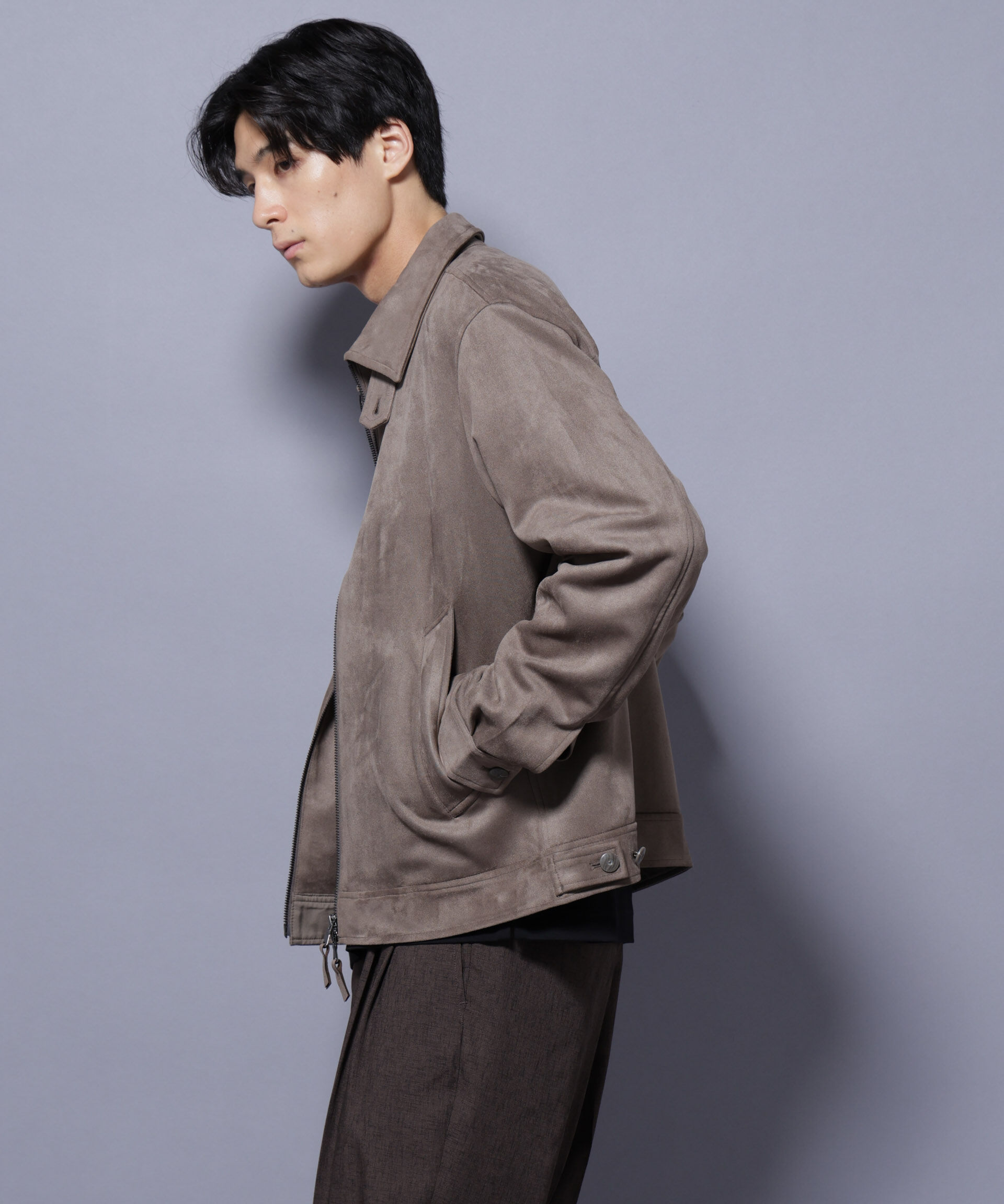 nano･universe「フェイクスエードブルゾン」|ブルゾン・スタジャン|