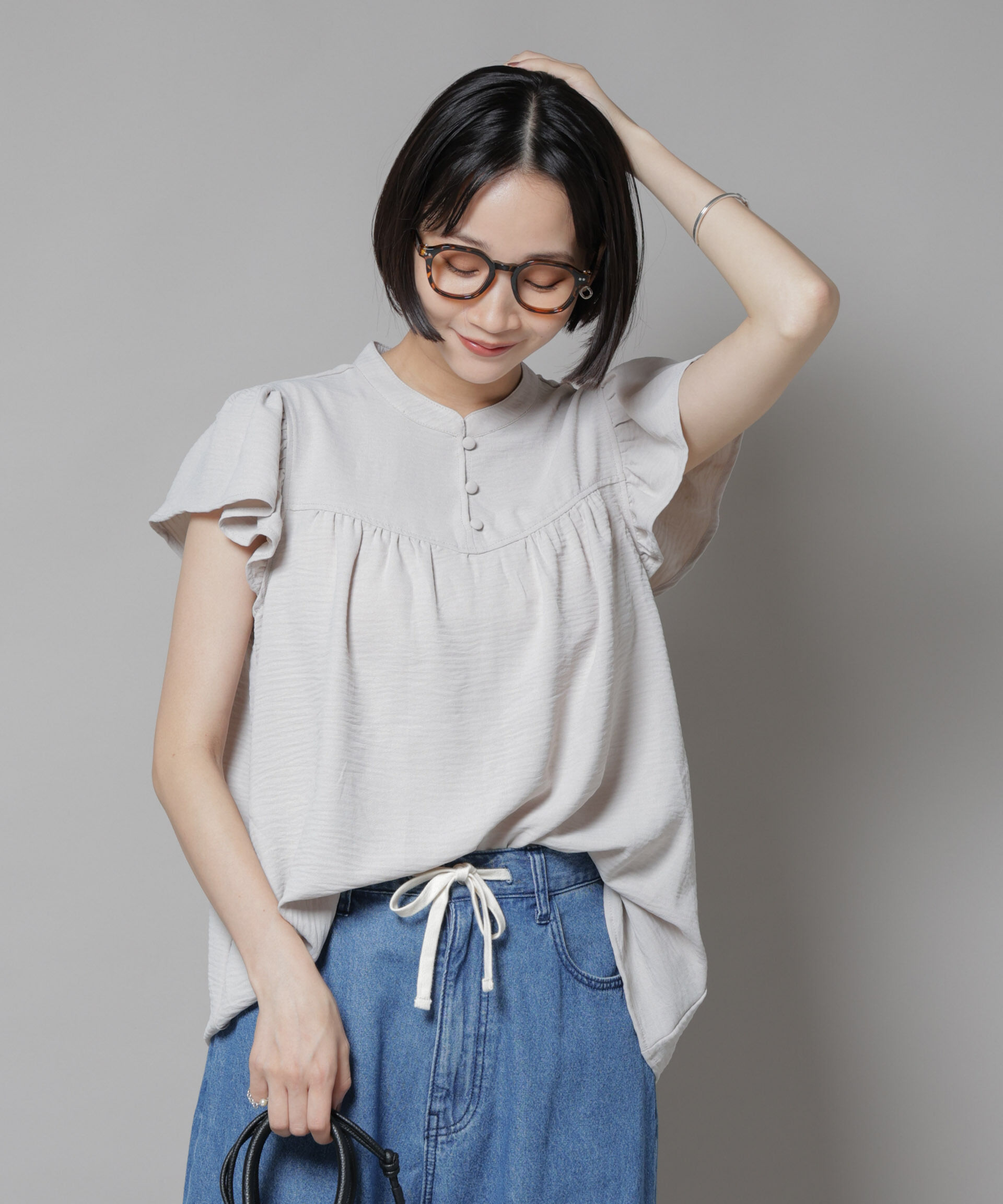 nano･universe「フリルスリーブブラウス(セットアップ可)」|シャツ・ブラウス|