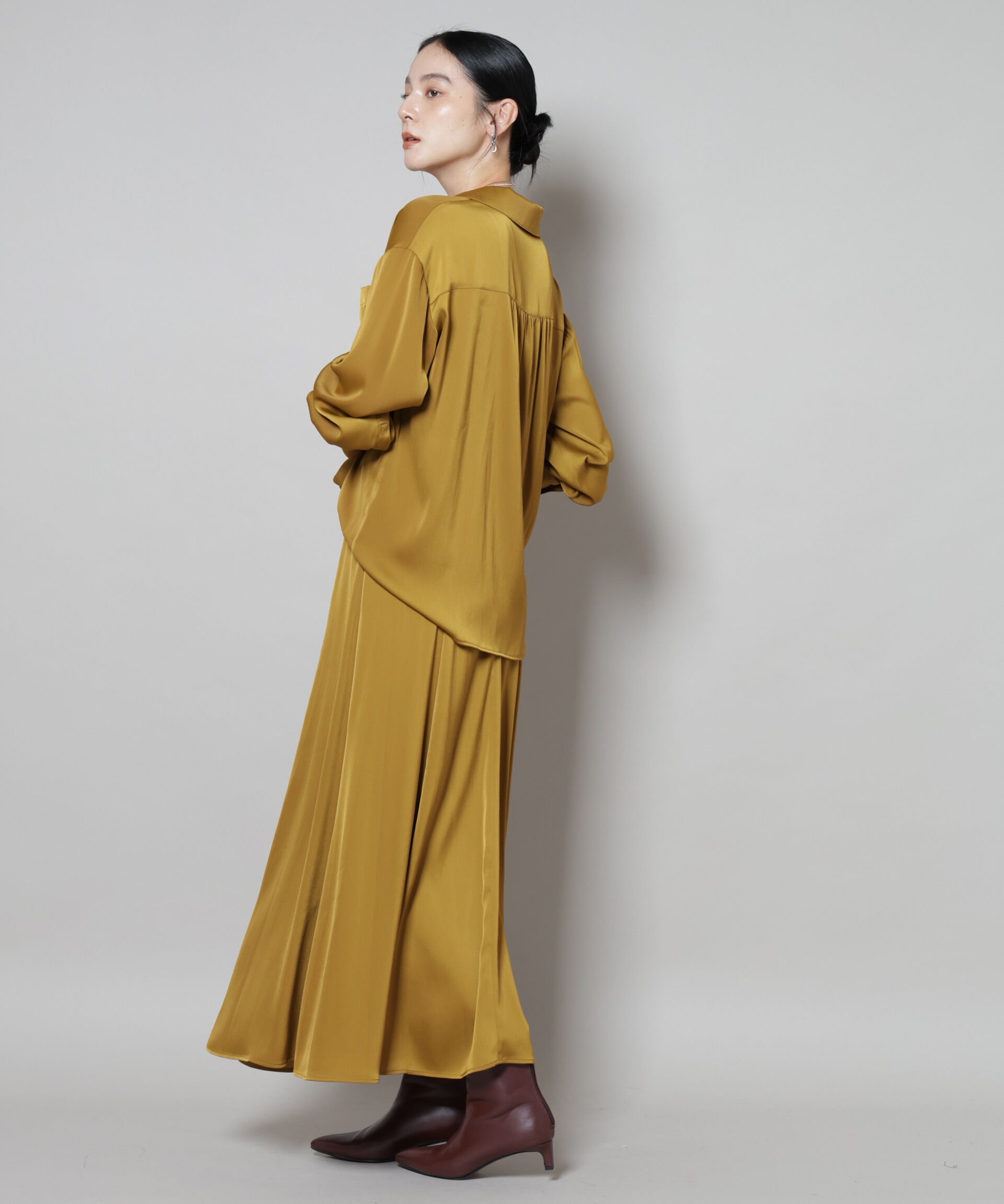 nano･universe「サテンオープンカラーシャツ(セットアップ可)」|シャツ・ブラウス|