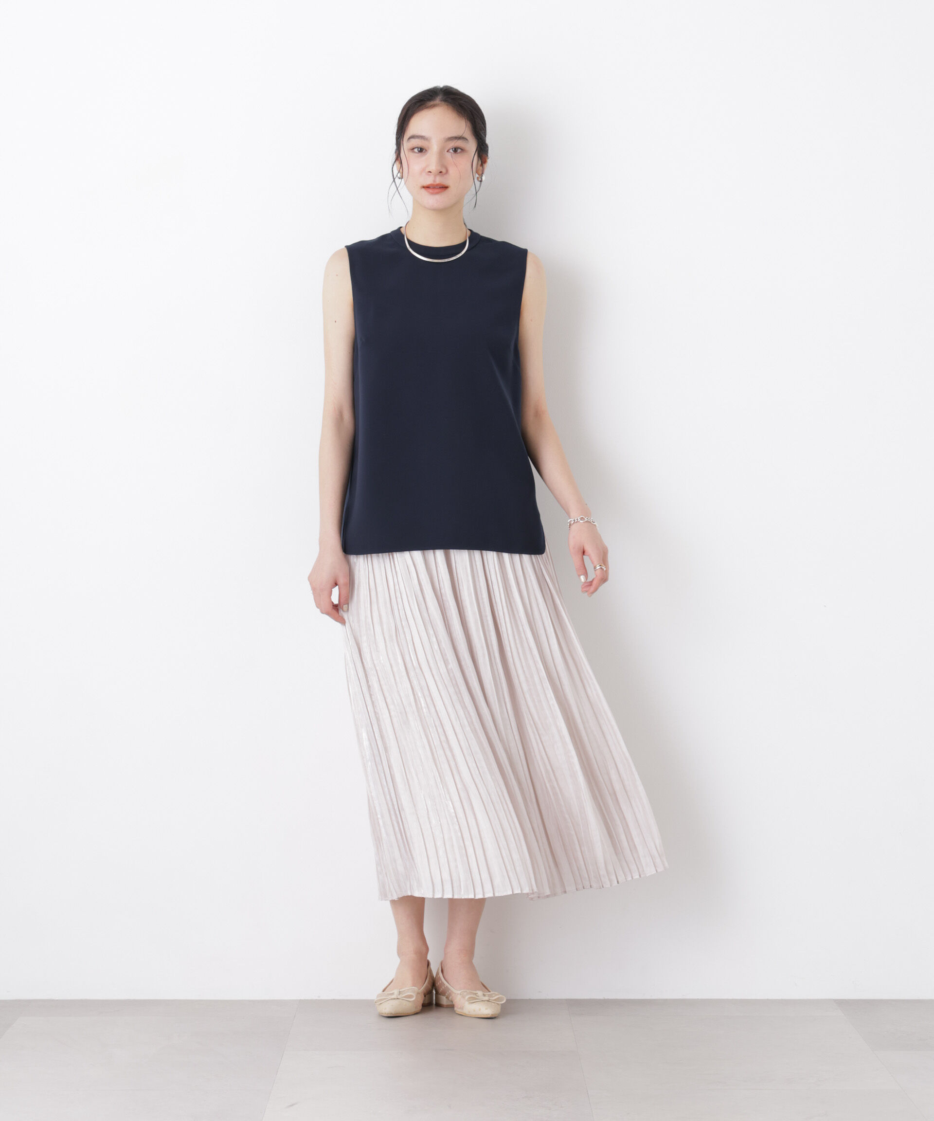 nano･universe「DressT/スタンドカラーノースリーブブラウス」|シャツ・ブラウス|