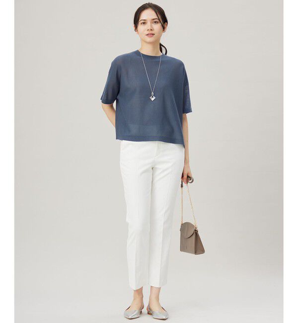 自由区「【アンサンブル対応・洗える】ドライシアーファインゲージクロップド丈 ニット」|ニット・セーター|