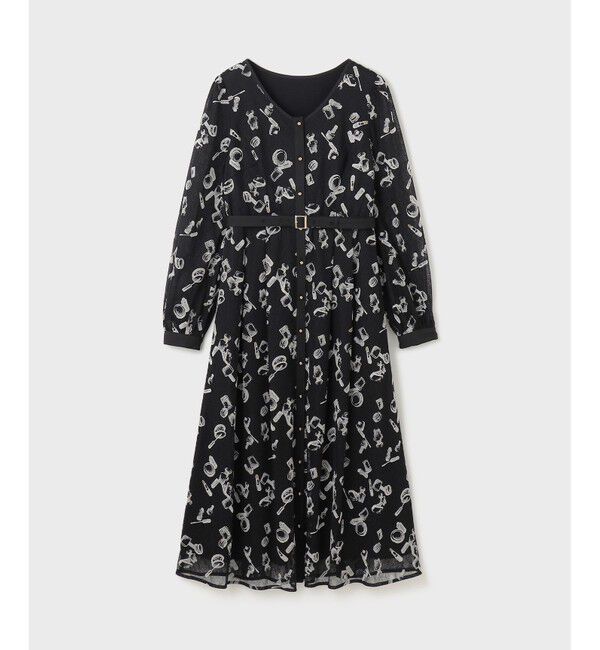 GRACE CONTINENTAL「コスメフロッキープリントワンピース」|ドレス|