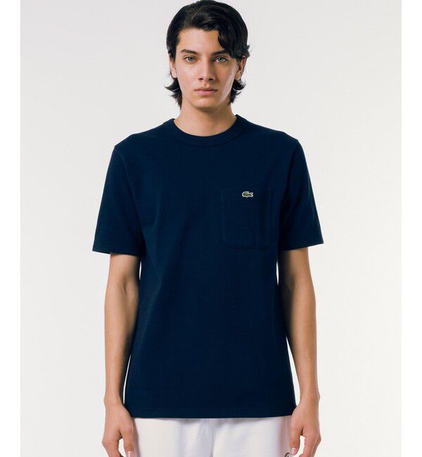 LACOSTE「鹿の子地ポケット半袖Tシャツ」|Tシャツ・カットソー|ネイビー