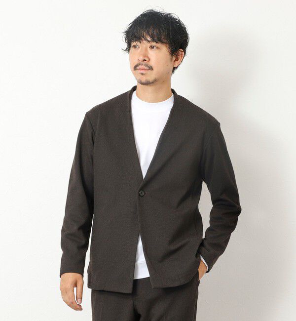 NOLLEY'S goodman「《ビジカジ/セットアップ対応》【尾州】先染めウォッシャブルノーカラーカーディガンジャケット 25AW」|ノーカラージャケット|