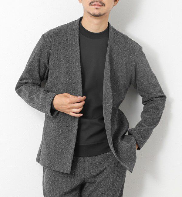 NOLLEY'S goodman「《ビジカジ/セットアップ対応》【尾州】先染めウォッシャブルノーカラーカーディガンジャケット 25AW」|ノーカラージャケット|
