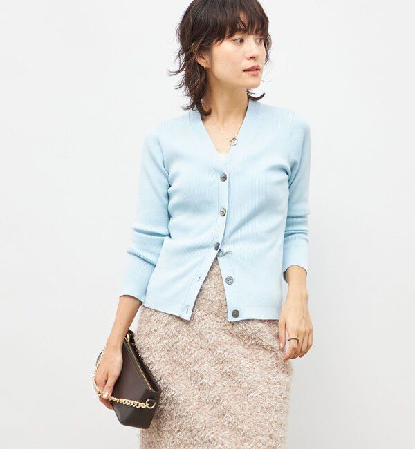 NOLLEY'S sophi「《アンサンブル対応》《手洗い可能》カシミヤ混リブVネックカーディガン」|カーディガン|サックス