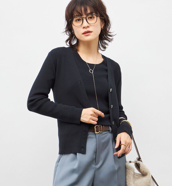 NOLLEY'S sophi「《アンサンブル対応》《手洗い可能》カシミヤ混リブVネックカーディガン」|カーディガン|