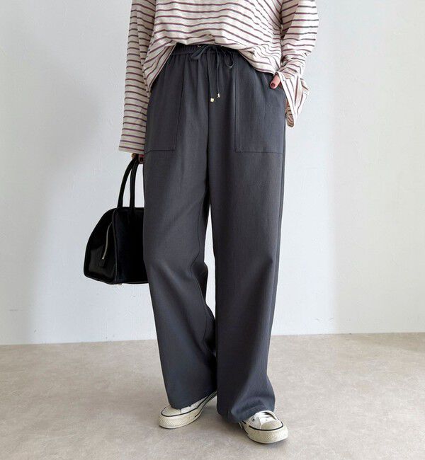 fredy emue「【接触冷感&times;UVカット/マルチ機能】ドライオックスセミワイドイージーパンツ」|チノ|チャコールグレー