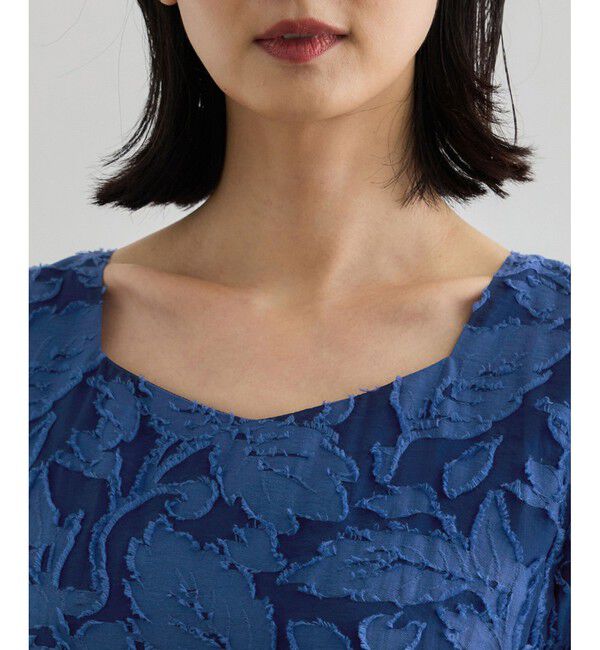 ROPE「スクエアーネックワンピース（ジャガード/サッカー素材）/洗える」|ワンピース|