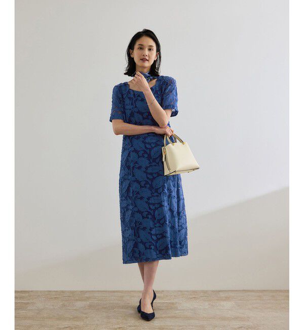 ROPE「スクエアーネックワンピース（ジャガード/サッカー素材）/洗える」|ワンピース|