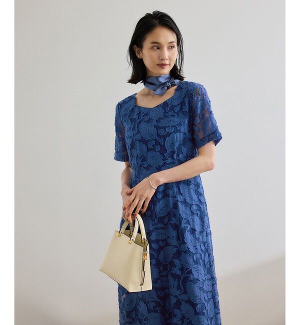 ROPE「スクエアーネックワンピース（ジャガード/サッカー素材）/洗える」|ワンピース|