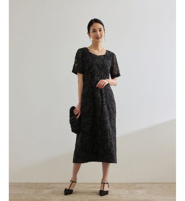 ROPE「スクエアーネックワンピース（ジャガード/サッカー素材）/洗える」|ワンピース|