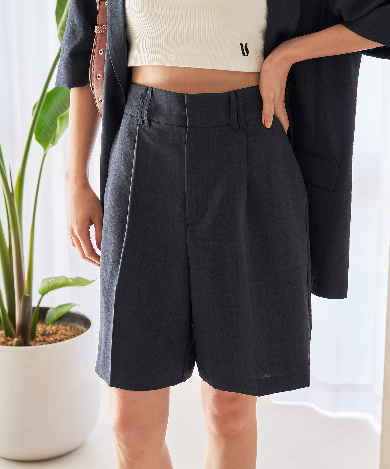 VIS「【接触冷感・洗える】美easyリネンライクショートパンツ」|その他|