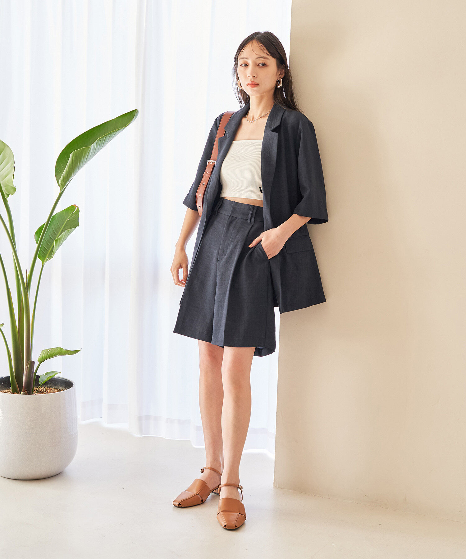 VIS「【接触冷感・洗える】美easyリネンライクショートパンツ」|その他|